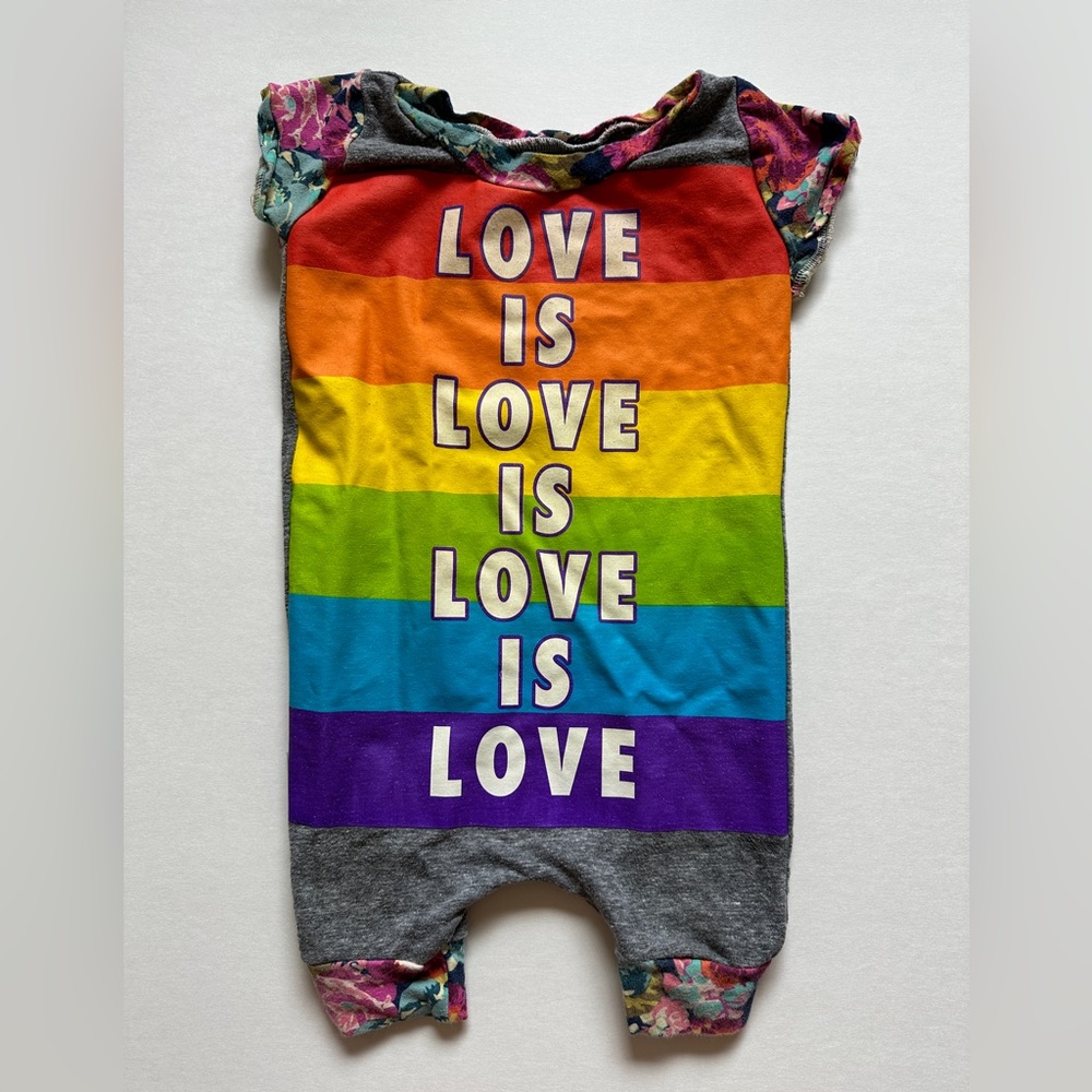Handmade Love is Love T-shirt Baby Floral Rainbow Romper - Mountain Babes
